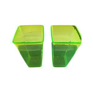 Two Lime Green Highlighter clear Floresent Vases
